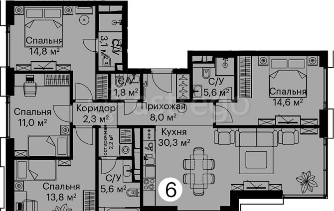 4-комн. квартира, 111.3 м2, 3/20 эт. Москва - изображение 1