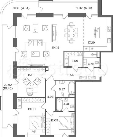 4-комн. квартира, 183 м2, 14/20 эт. Москва - изображение 1