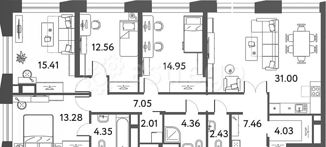 4-комн. квартира, 118.89 м2, 24/24 эт. Москва - изображение 1