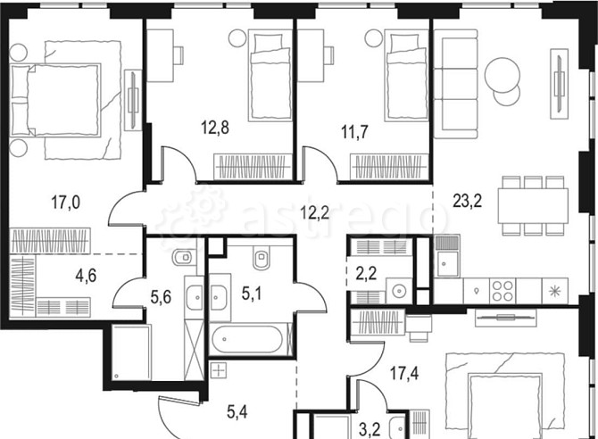 4-комн. квартира, 120.4 м2, 18/20 эт. Москва - изображение 1