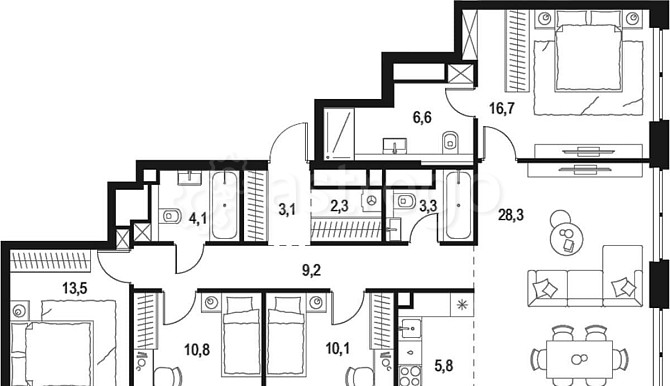 4-комн. квартира, 113.8 м2, 40/48 эт. Москва - изображение 1