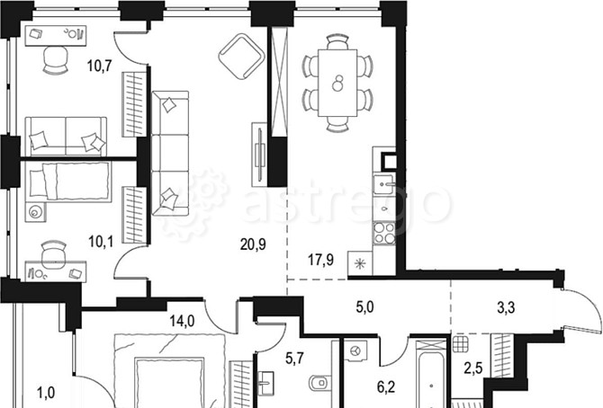 4-комн. квартира, 97.3 м2, 9/48 эт. Москва - изображение 2