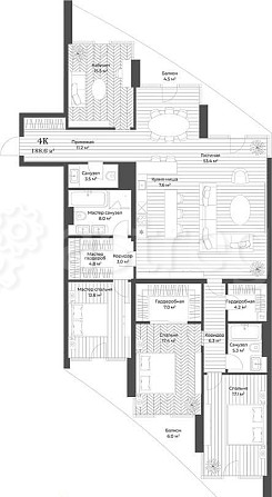 4-комн. квартира, 188.6 м2, 5/11 эт. Москва - изображение 1