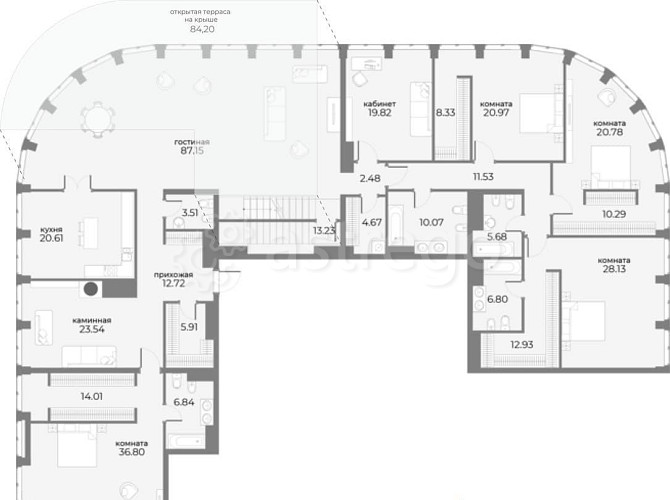Многокомнатная квартира, 416.16 м2, 20/20 эт. Москва - изображение 1