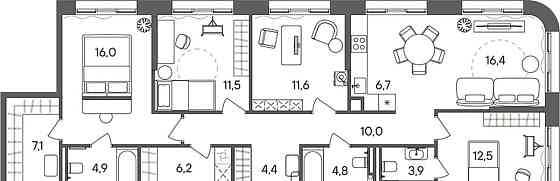 4-комн. квартира, 116 м2, 19/24 эт. Москва