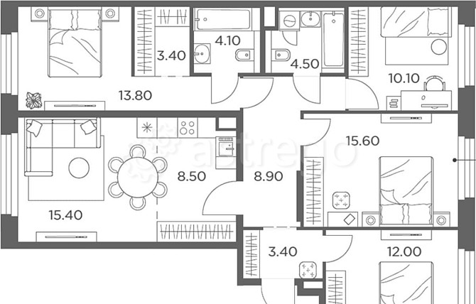 4-комн. квартира, 99.7 м2, 16/17 эт. Москва - изображение 1