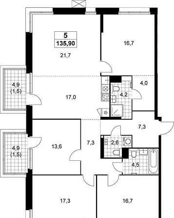 4-комн. квартира, 135.9 м2, 8/8 эт. Москва