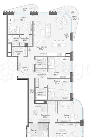 5-комн. квартира, 229 м2, 11/14 эт. Москва - изображение 1