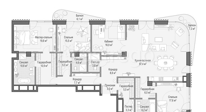 4-комн. квартира, 207 м2, 8/14 эт. Москва - изображение 1