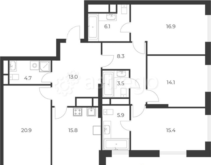 4-комн. квартира, 124.6 м2, 19/21 эт. Москва - изображение 1