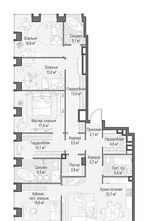 4-комн. квартира, 165.2 м2, 10/23 эт. Москва