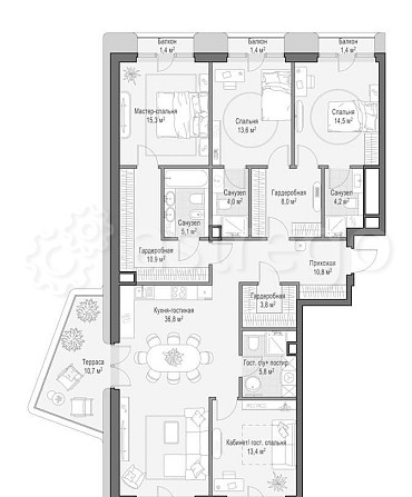 4-комн. квартира, 151.6 м2, 5/7 эт. Москва - изображение 1