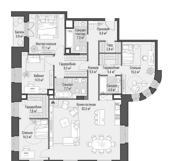 5-комн. квартира, 259.4 м2, 5/7 эт. Москва