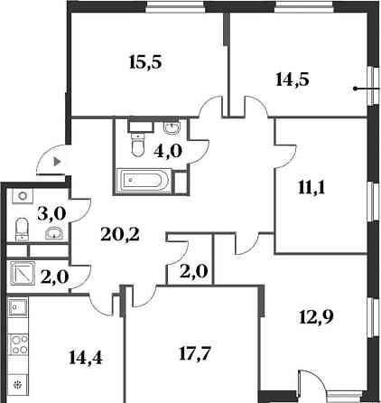 5-комн. квартира, 119.3 м2, 2/6 эт. Москва