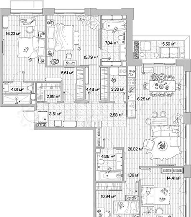 4-комн. квартира, 141.65 м2, 7/12 эт. Москва - изображение 1