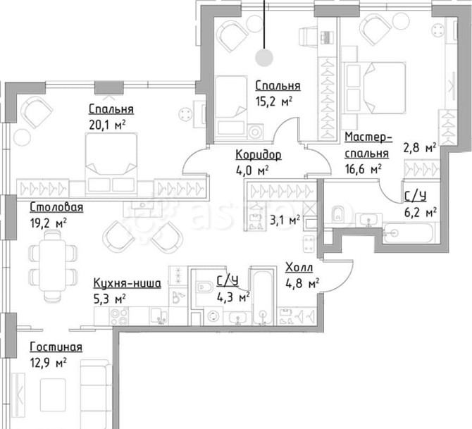 4-комн. квартира, 114.5 м2, 27/27 эт. Москва - изображение 1