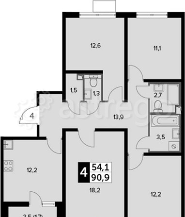 4-комн. квартира, 92 м2, 12/20 эт. Москва - изображение 1