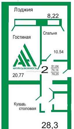3-комн. квартира, 75.4 м2, 4/5 эт. Благовещенск