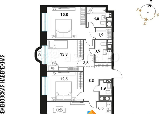 4-комн. квартира, 92.1 м2, 28/28 эт. Москва - изображение 1