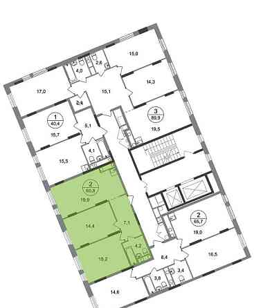 2-комн. квартира, 60 м2, 12/17 эт. Москва