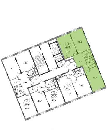 2-комн. квартира, 64 м2, 13/17 эт. Москва