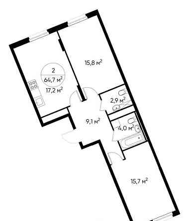 2-комн. квартира, 64 м2, 15/17 эт. Москва
