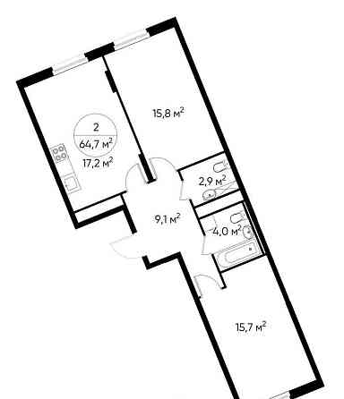 2-комн. квартира, 64 м2, 6/17 эт. Москва
