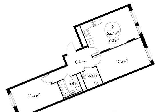 2-комн. квартира, 65 м2, 16/17 эт. Москва