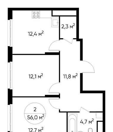 2-комн. квартира, 56 м2, 10/17 эт. Москва