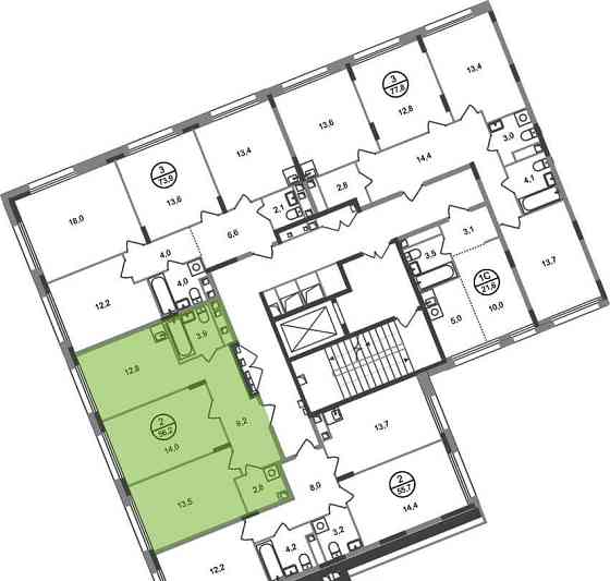 2-комн. квартира, 56 м2, 2/17 эт. Москва