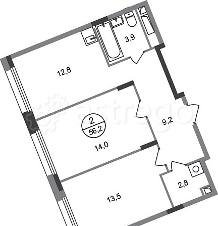 2-комн. квартира, 56 м2, 5/17 эт. Москва - изображение 1