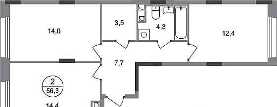 2-комн. квартира, 56 м2, 2/17 эт. Москва