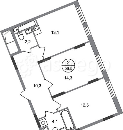 2-комн. квартира, 56 м2, 12/17 эт. Москва - изображение 1