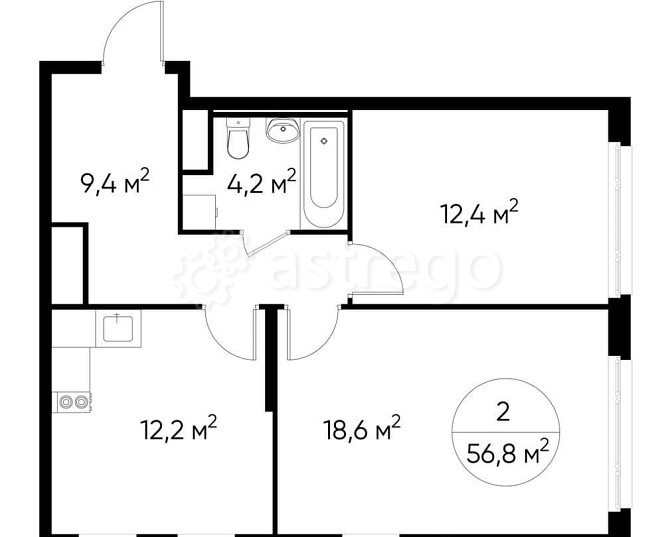 2-комн. квартира, 56 м2, 7/17 эт. Москва - изображение 1