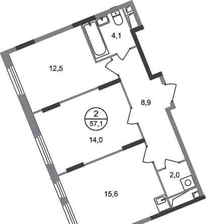 2-комн. квартира, 57 м2, 14/17 эт. Москва