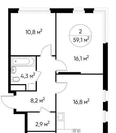 2-комн. квартира, 59 м2, 6/17 эт. Москва