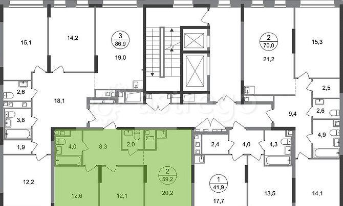 2-комн. квартира, 59 м2, 2/17 эт. Москва - изображение 10