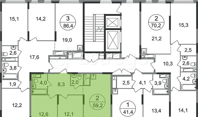 2-комн. квартира, 59 м2, 9/17 эт. Москва - изображение 5