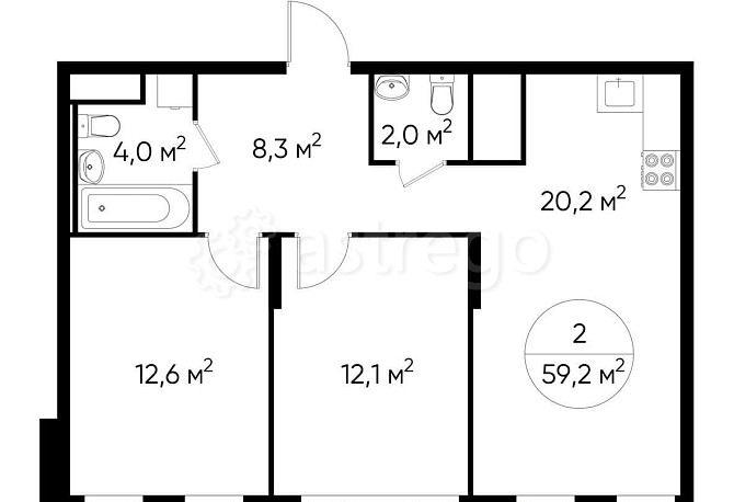 2-комн. квартира, 59 м2, 9/17 эт. Москва - изображение 1