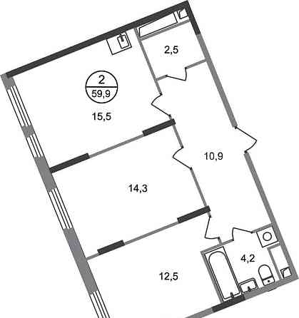 2-комн. квартира, 59 м2, 14/17 эт. Москва