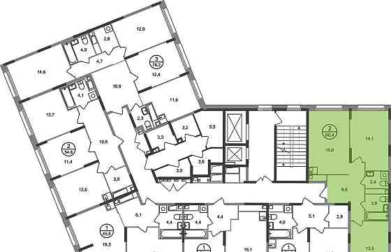 2-комн. квартира, 60 м2, 5/17 эт. Москва