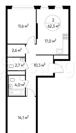 2-комн. квартира, 62 м2, 9/17 эт. Москва - изображение 1