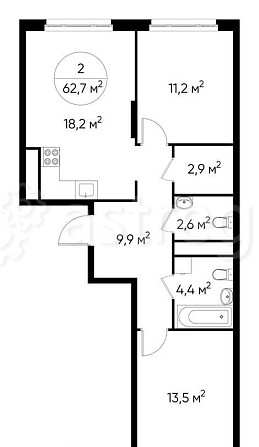2-комн. квартира, 62 м2, 15/17 эт. Москва - изображение 1