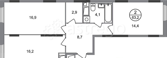 2-комн. квартира, 63 м2, 11/17 эт. Москва - изображение 1