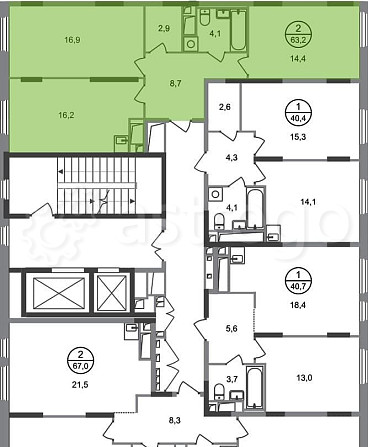 2-комн. квартира, 63 м2, 16/17 эт. Москва - изображение 4