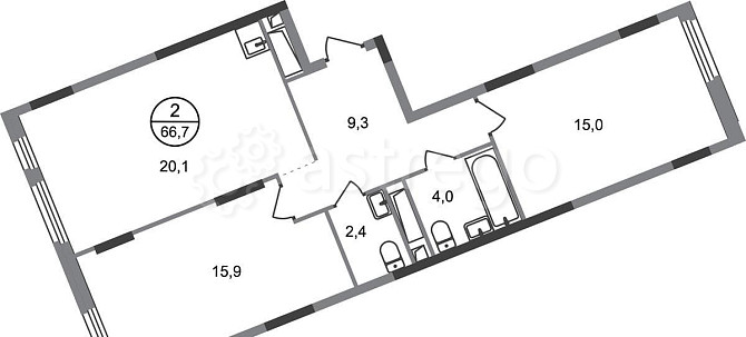 2-комн. квартира, 66 м2, 11/17 эт. Москва - изображение 1
