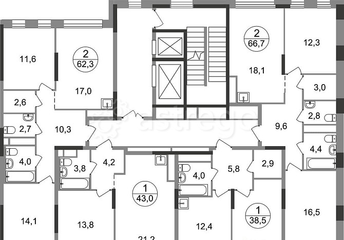 2-комн. квартира, 66 м2, 3/17 эт. Москва - изображение 10