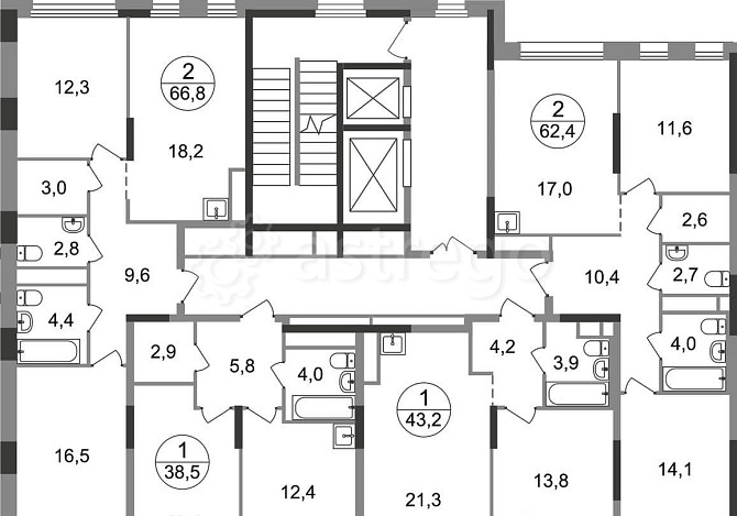 2-комн. квартира, 66 м2, 3/17 эт. Москва - изображение 10