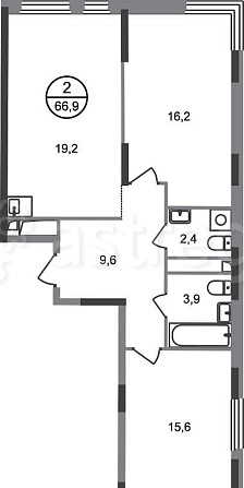 2-комн. квартира, 66 м2, 12/17 эт. Москва - изображение 1
