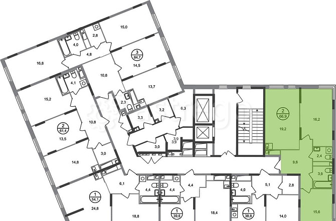 2-комн. квартира, 66 м2, 12/17 эт. Москва - изображение 6